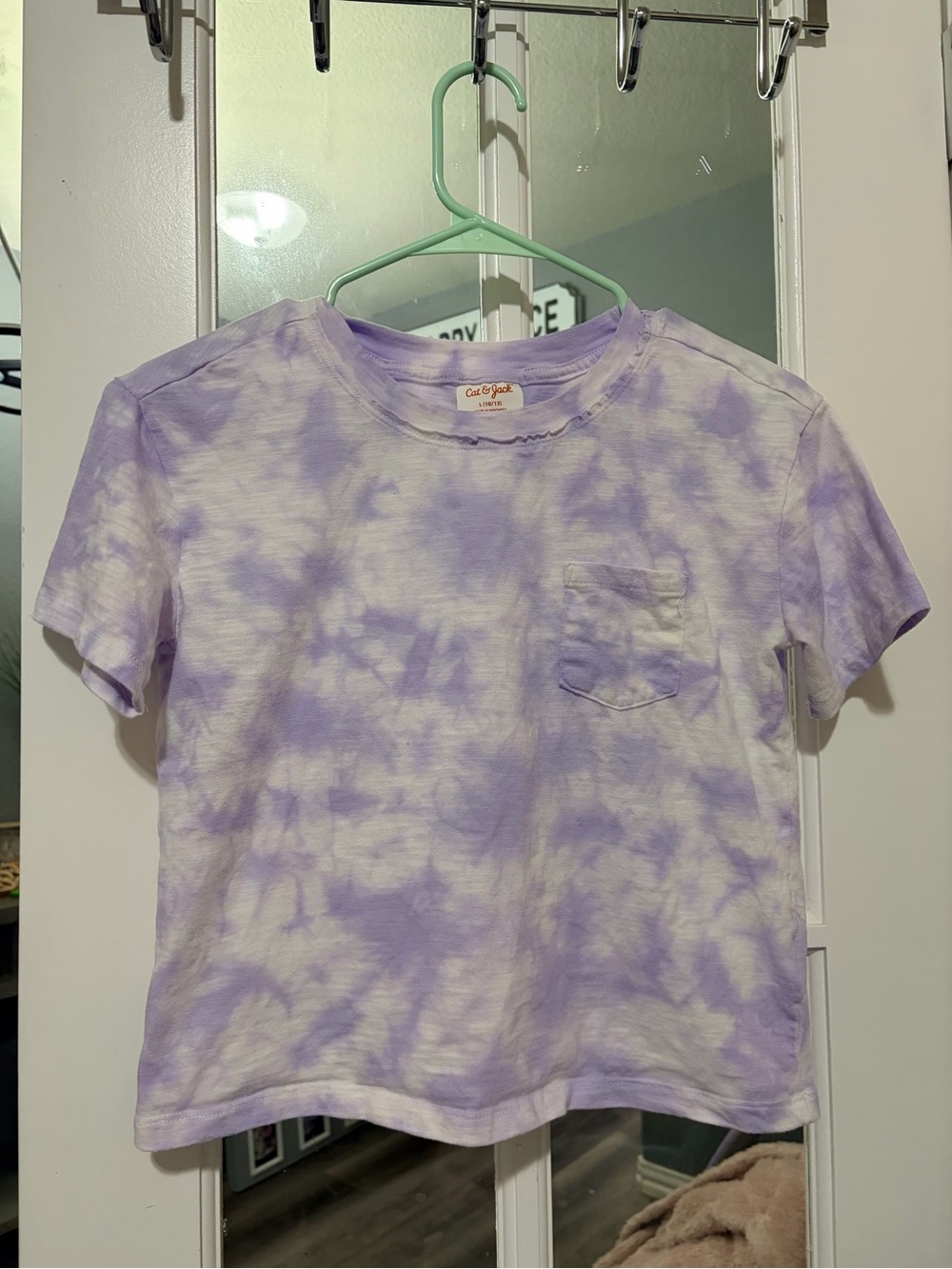 Cat & Jack Lavender and White Tie-Dye Pocket Tee